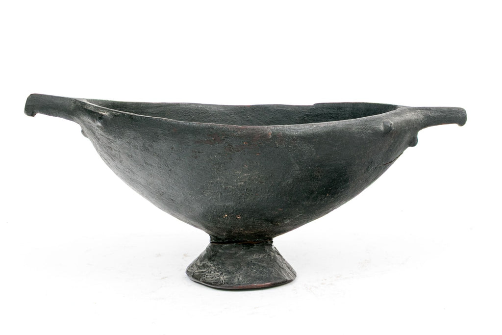 Antique African Oromo Carved Wood Vessel With Sculptural Handles