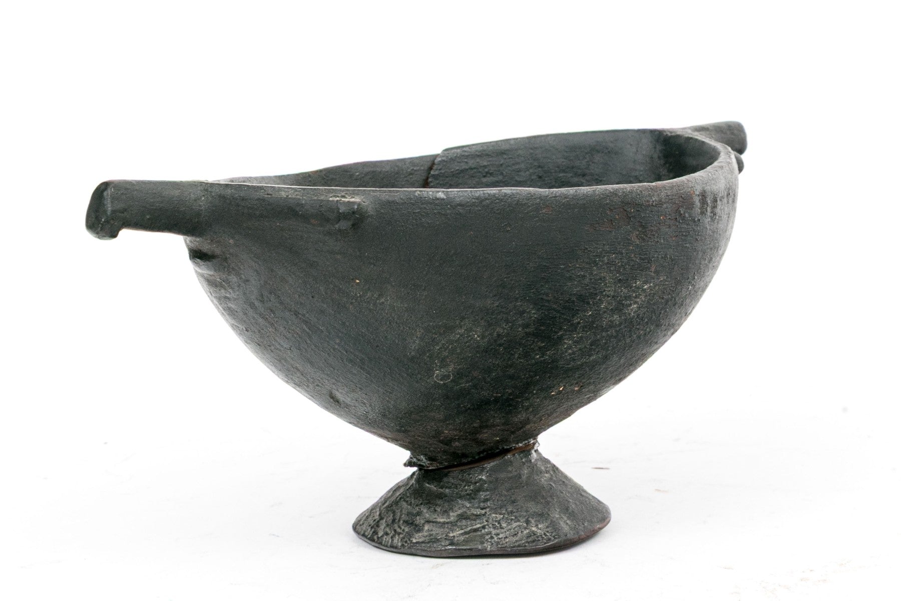 Antique African Oromo Carved Wood Vessel With Sculptural Handles