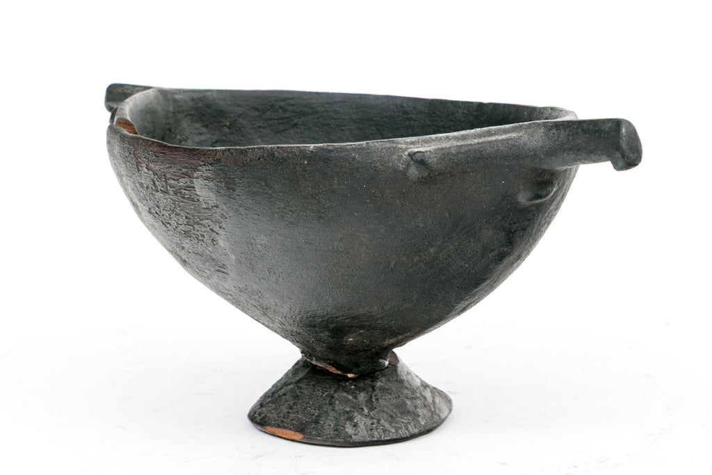 Antique African Oromo Carved Wood Vessel With Sculptural Handles