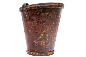 Antique English Leather Fire Bucket With British Royal Coat Of Arms