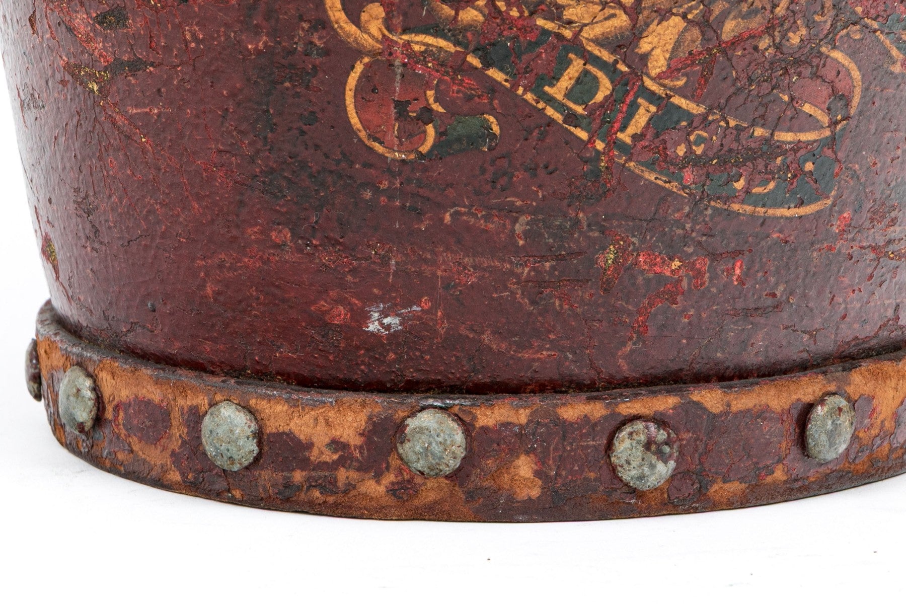 Antique English Leather Fire Bucket With British Royal Coat Of Arms