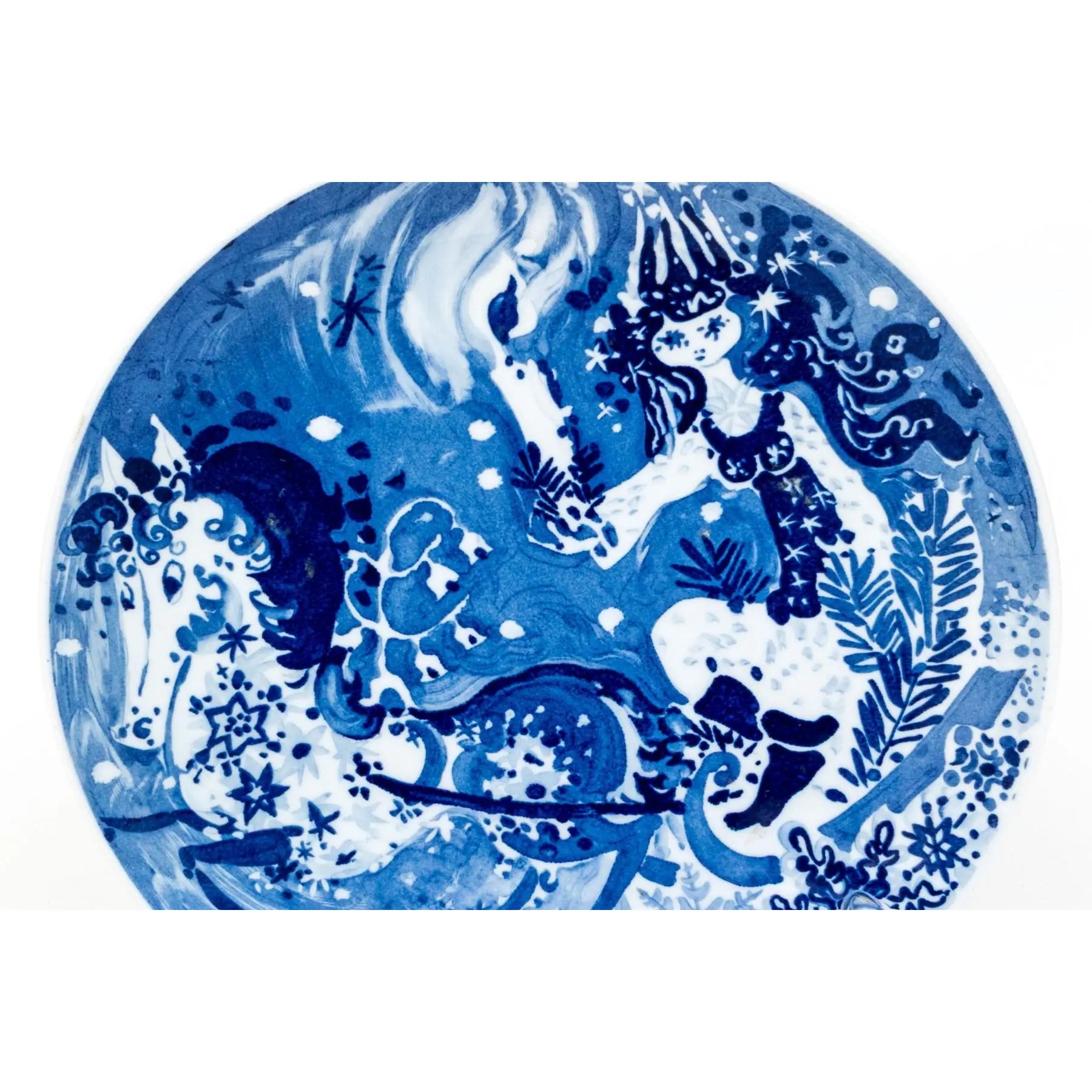 Meissen Porcelain Trio - 1979 Snow Queen Plate, Blue Onion Cream Cup, and White Blossom Relief Bowl