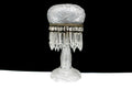 Antique American Brilliant Period Cut Glass Mushroom Lamp With Crystal Prisms
