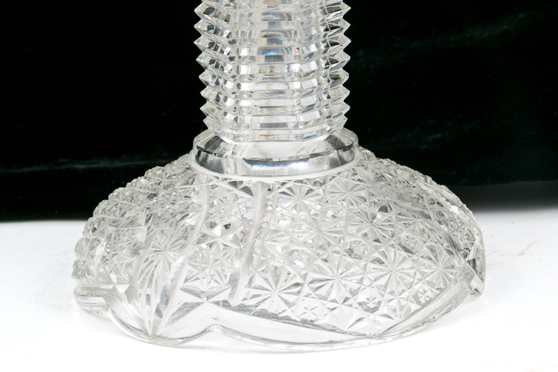 Antique American Brilliant Period Cut Glass Mushroom Lamp With Crystal Prisms