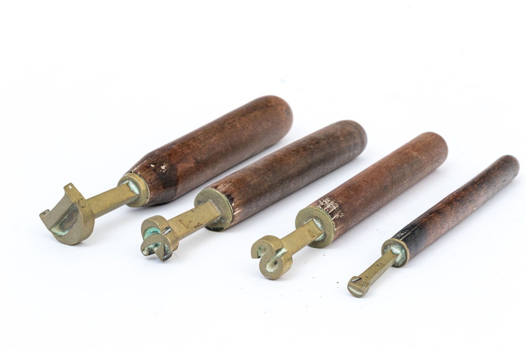 Antique 19th-Century Brass Bookbinding Hand Stamps - Set Of 4