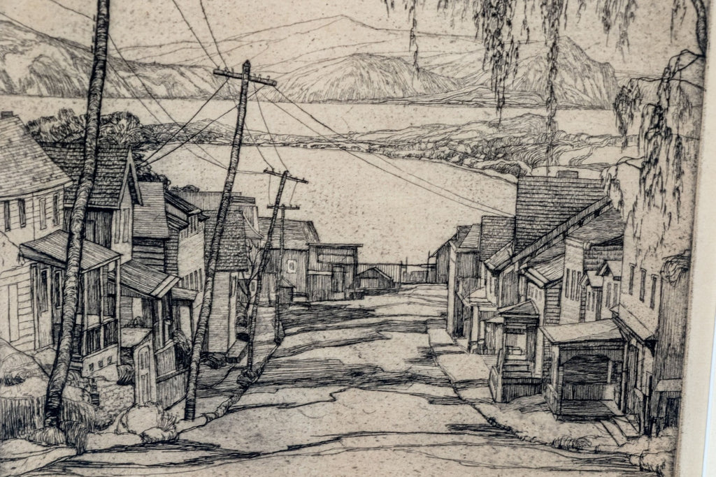 Abbo Ostrowsky Signed Etching Croton On Hudson Circa 1931