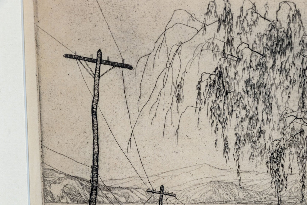 Abbo Ostrowsky Signed Etching Croton On Hudson Circa 1931