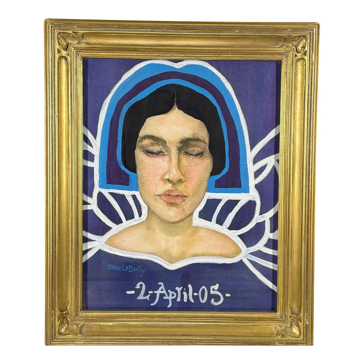 2005 Signed Steve LeBailly Original Mixed-Media Portrait – "Ethereal Figure"