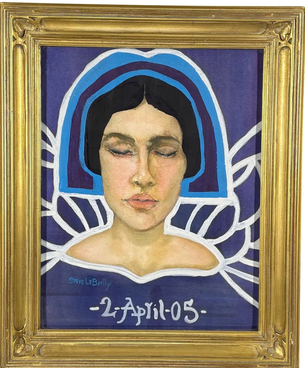 2005 Signed Steve LeBailly Original Mixed-Media Portrait – "Ethereal Figure"