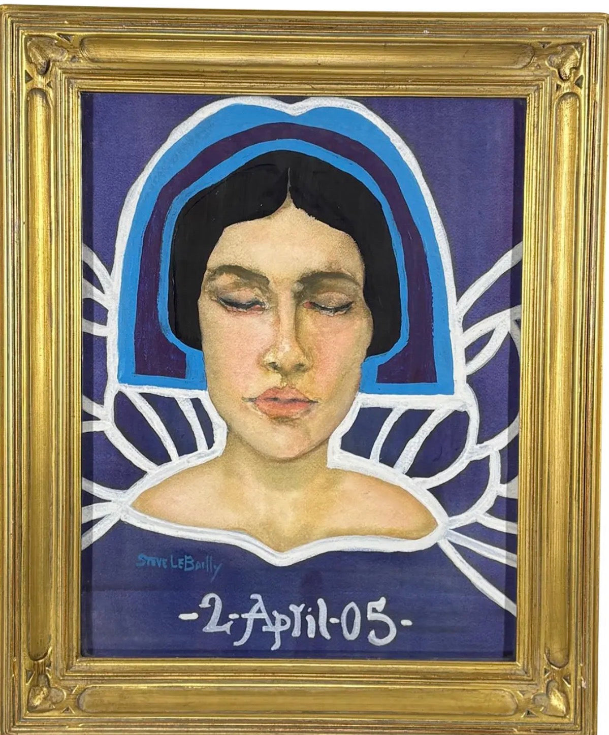 2005 Signed Steve LeBailly Original Mixed-Media Portrait – "Ethereal Figure"