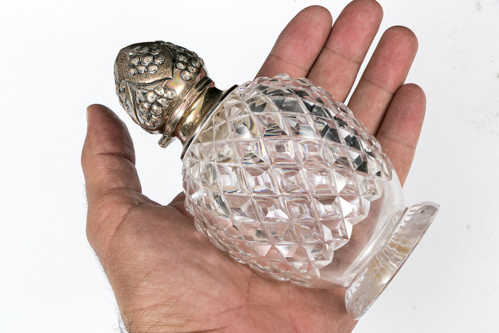 Victorian John Grinsell and Sons Sterling Silver Mounted Crystal Scent Bottle