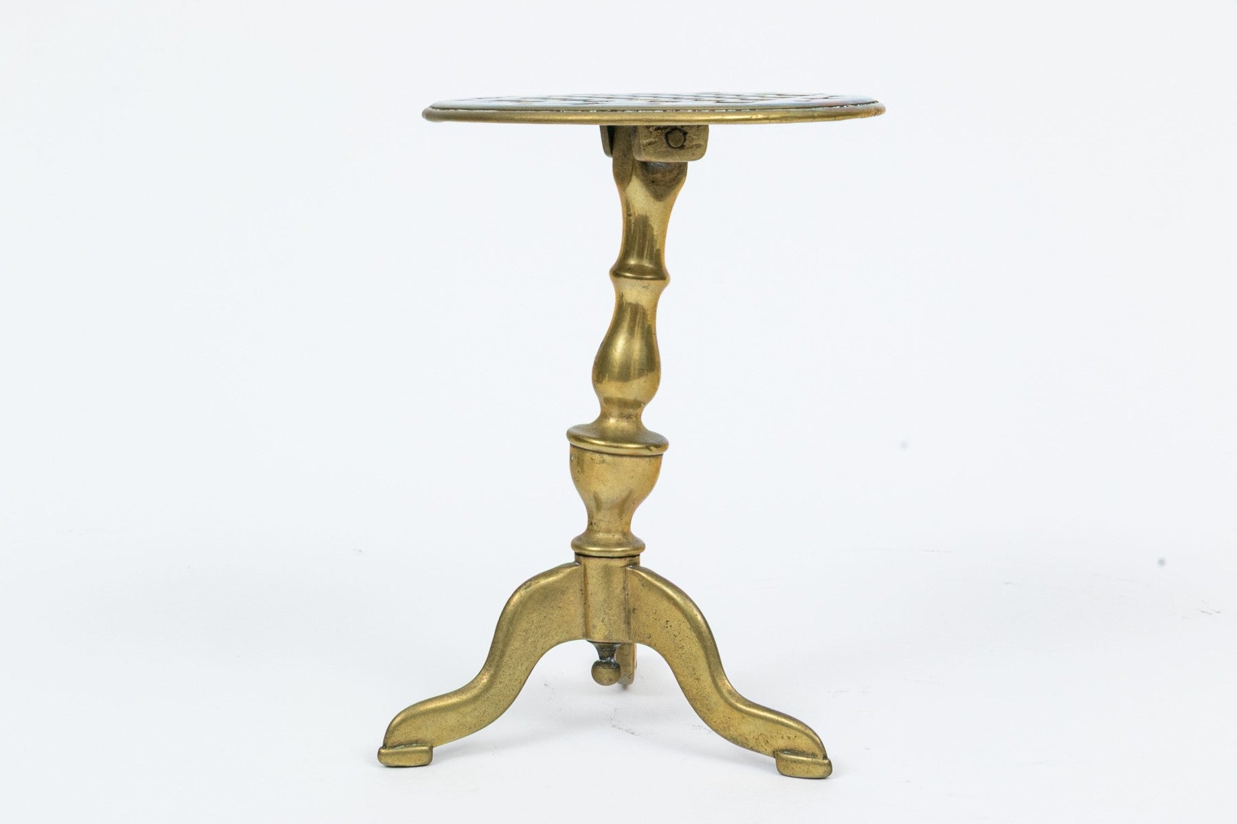 Victorian Brass Flip-Top Games Table Miniature Trivet Circa 1880