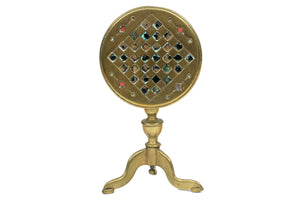 Victorian Brass Flip-Top Games Table Miniature Trivet Circa 1880