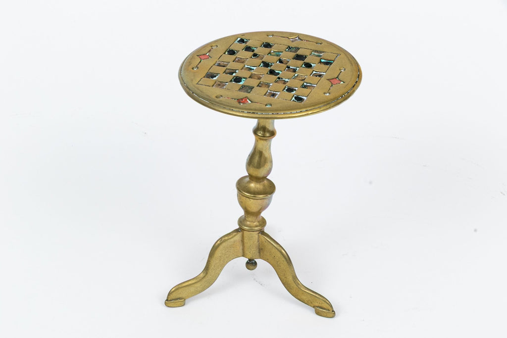 Victorian Brass Flip-Top Games Table Miniature Trivet Circa 1880
