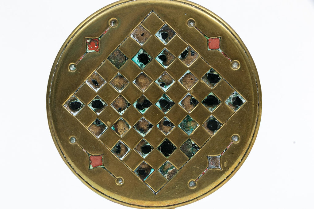 Victorian Brass Flip-Top Games Table Miniature Trivet Circa 1880