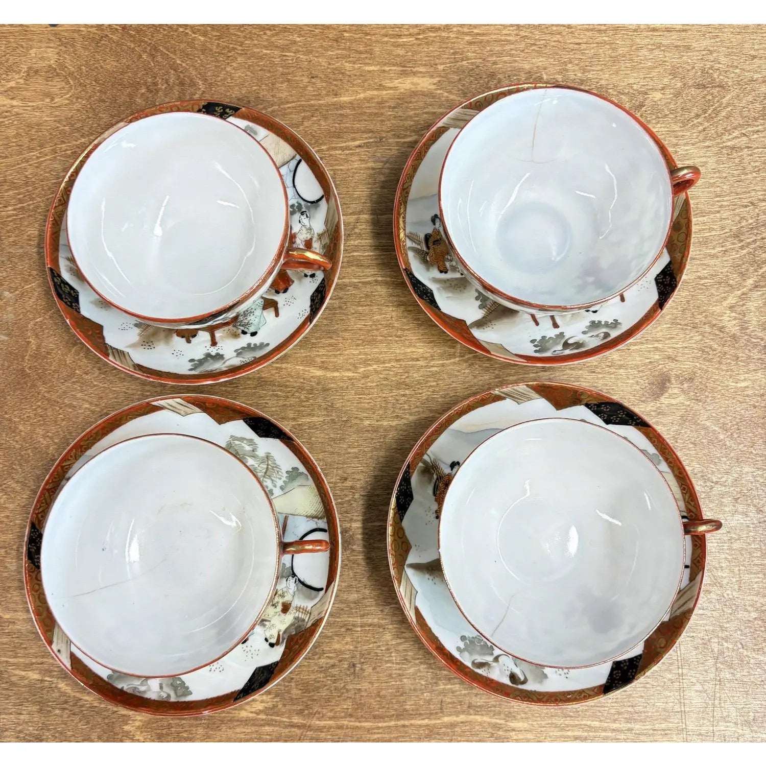 Striking Vintage Kutani Porcelain 17-Piece Set