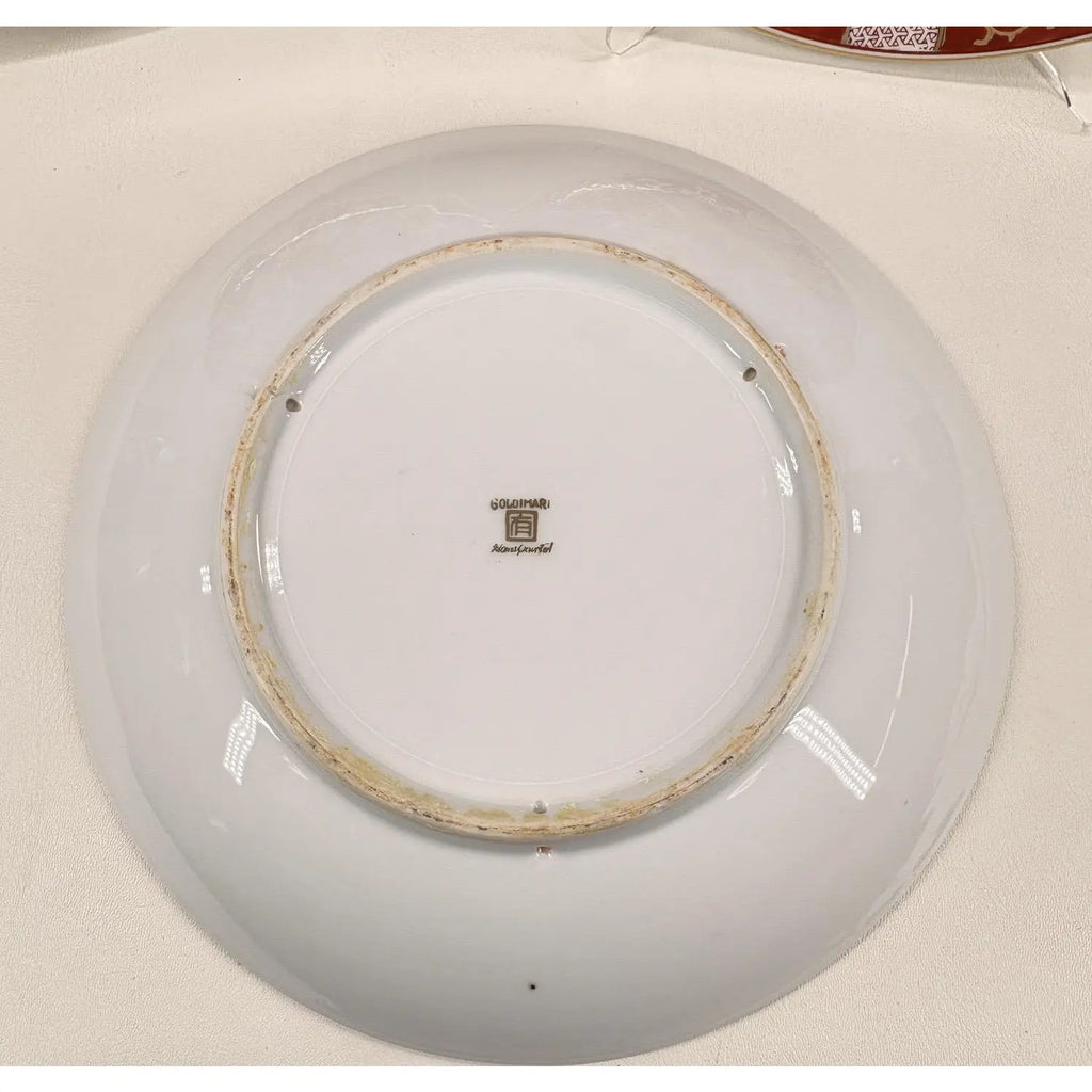 Stunning Vintage Japanese Imari "Rickshaw" Porcelain Charger Plates - Set of Three