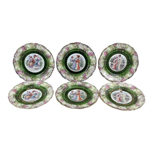 Antique Moschendorf Bavaria "Ladies of Leisure" Cabinet Plates - Set of 6