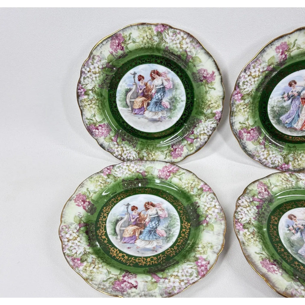 Antique Moschendorf Bavaria "Ladies of Leisure" Cabinet Plates - Set of 6