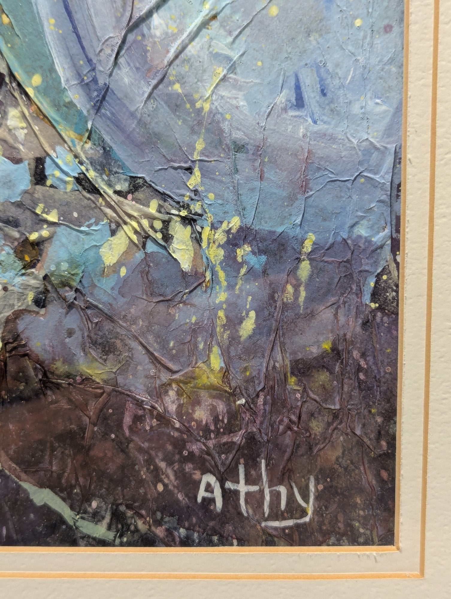 Original Athy Mixed Media Decoupage Still Life Floral Painting