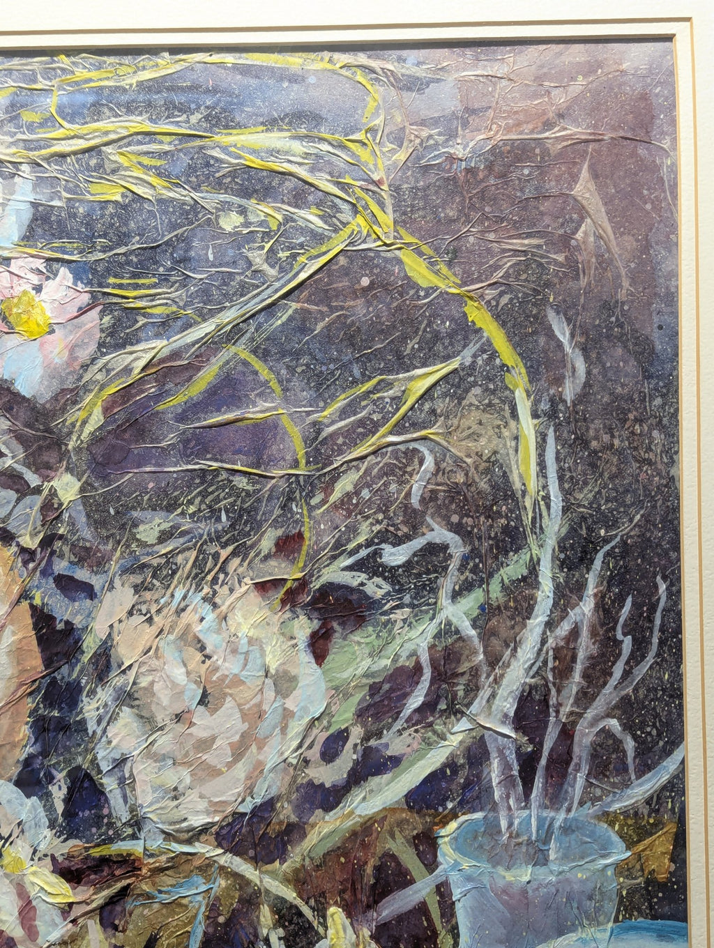Original Athy Mixed Media Decoupage Still Life Floral Painting