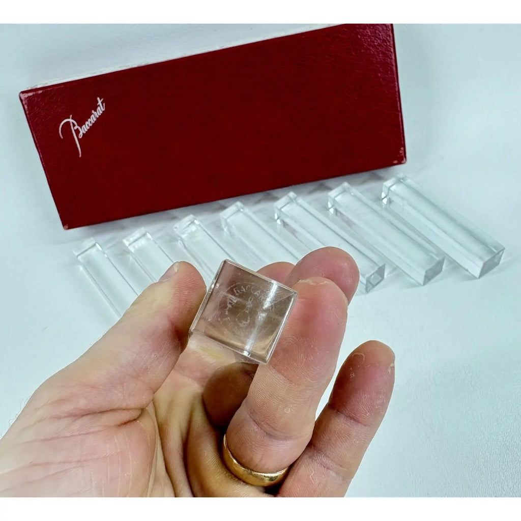 Elegant Baccarat "Vega" Crystal Knife Rests - Set of 8 with Original Signature Box