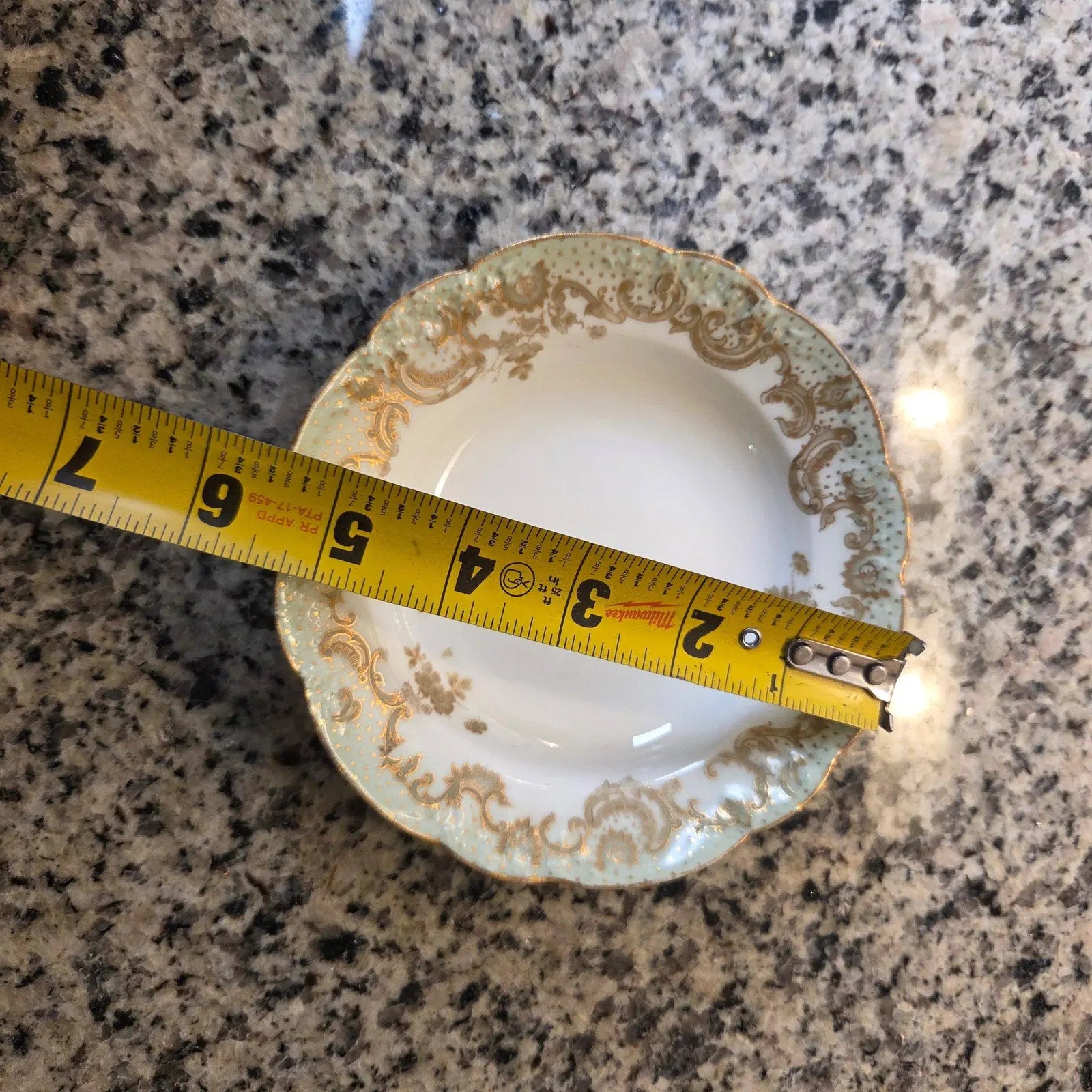 Antique 1896-1920 Elite Works Limoges France Celadon Dot & Gilded Scroll Berry Bowls - Set of 4