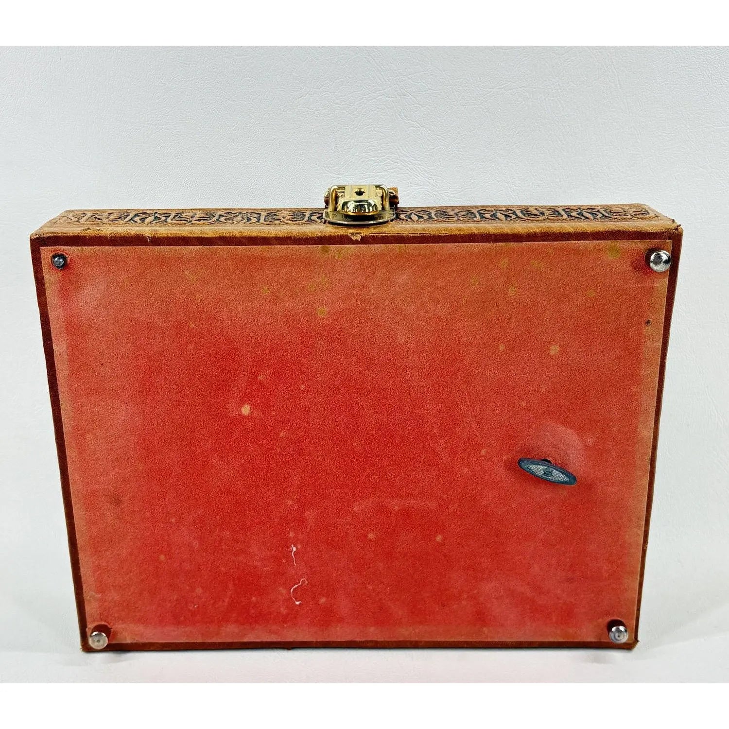 Mid-Century Argentinian Embossed Leather Music Box with Galleon Motif
