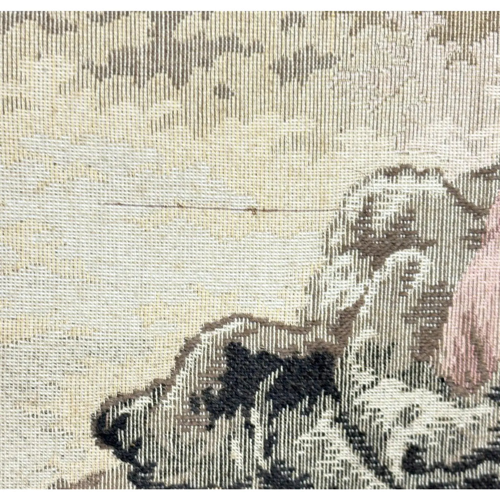 Large Vintage Woven Tapestry "The Holy Family with a Little Bird" After Murillo
