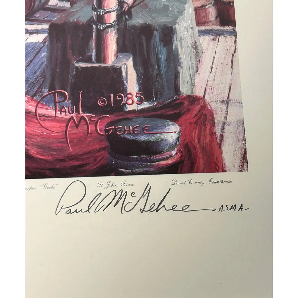 Paul McGehee Signed Limited Edition Jacksonville Maritime Art Print Framed 1985