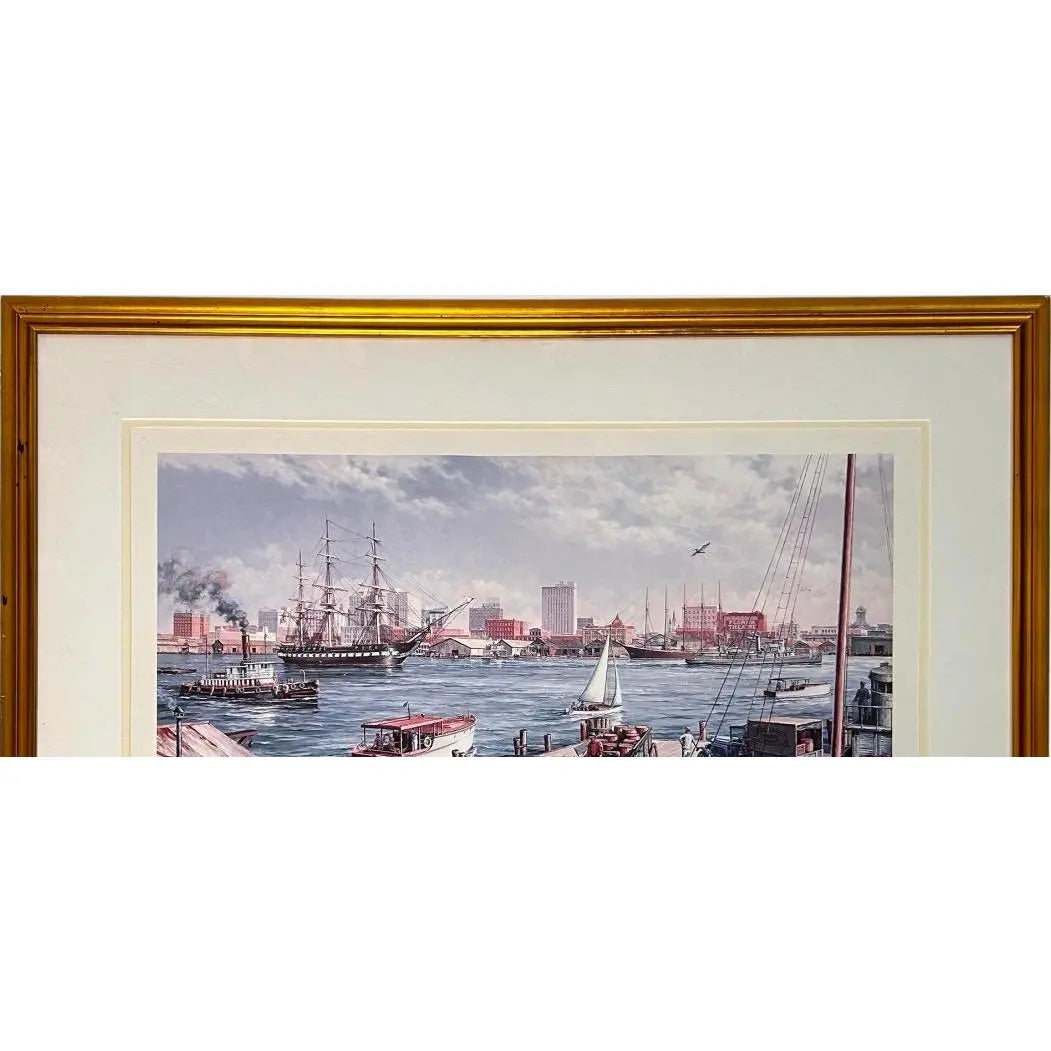 Paul McGehee Signed Limited Edition Jacksonville Maritime Art Print Framed 1985