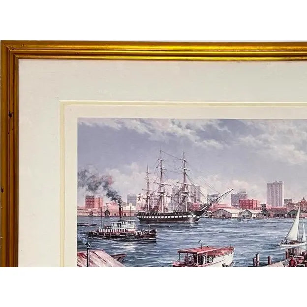 Paul McGehee Signed Limited Edition Jacksonville Maritime Art Print Framed 1985