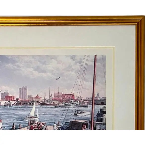 Paul McGehee Signed Limited Edition Jacksonville Maritime Art Print Framed 1985