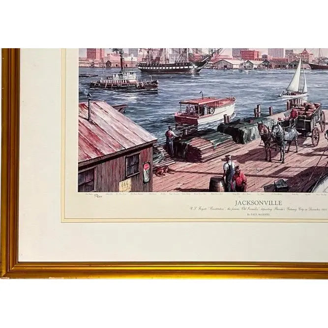 Paul McGehee Signed Limited Edition Jacksonville Maritime Art Print Framed 1985