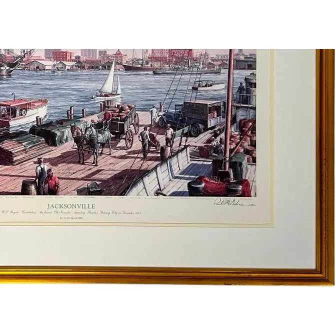 Paul McGehee Signed Limited Edition Jacksonville Maritime Art Print Framed 1985