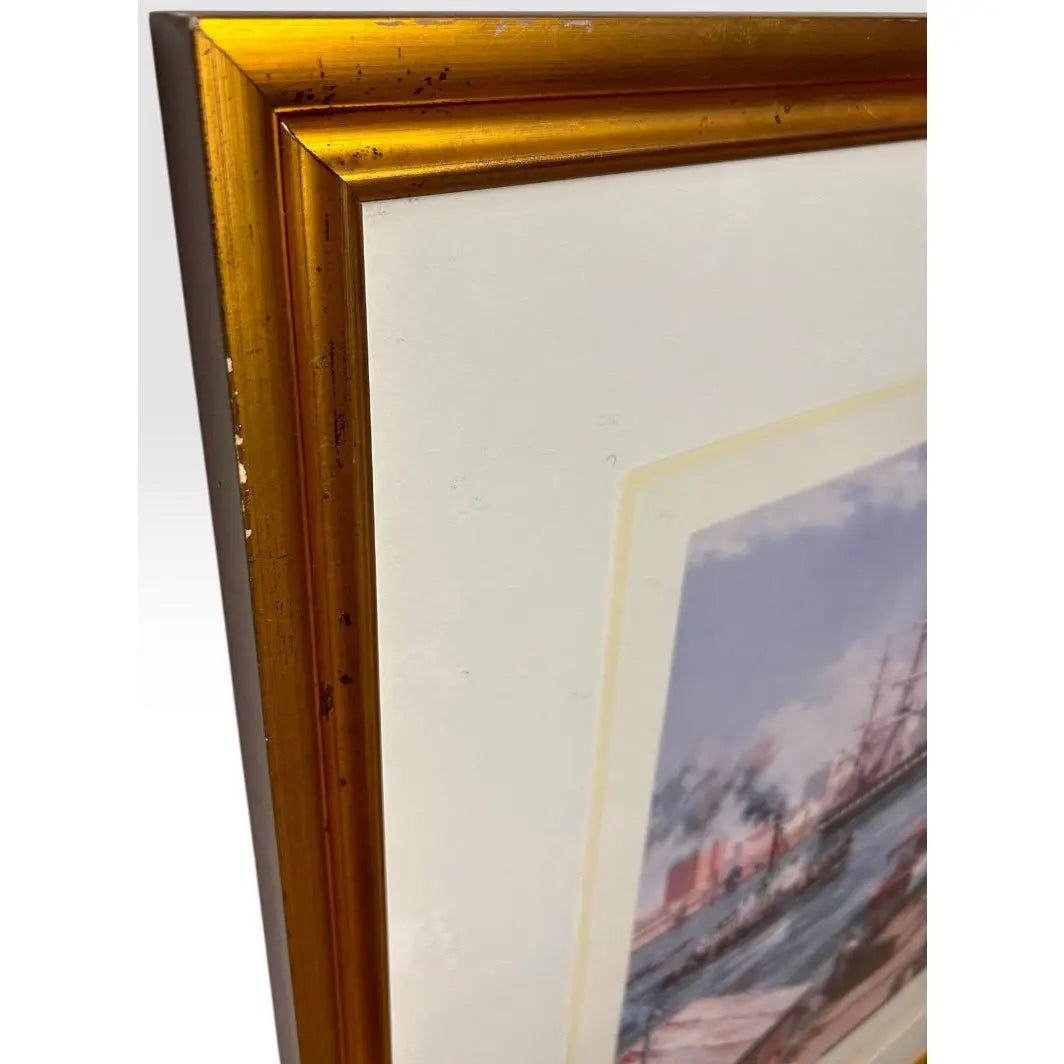 Paul McGehee Signed Limited Edition Jacksonville Maritime Art Print Framed 1985