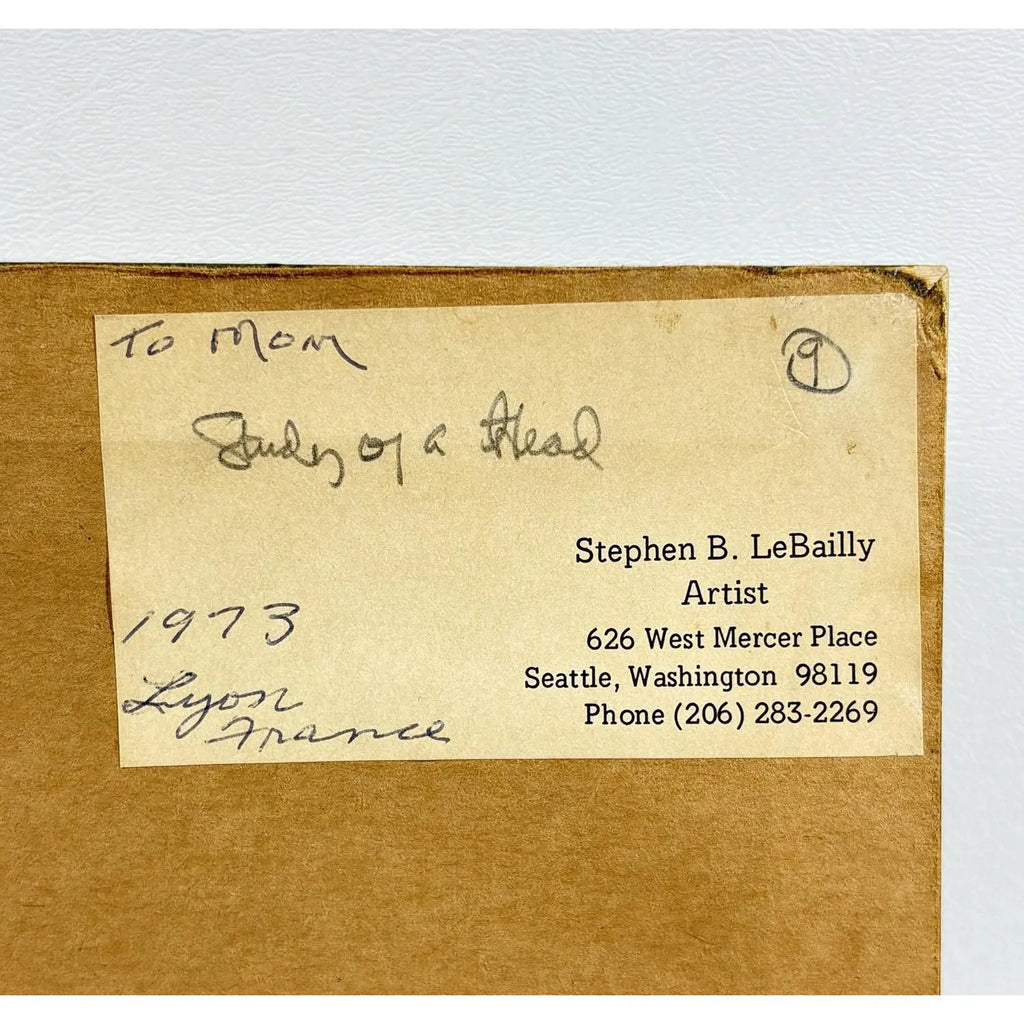 1973 Steve Le Bailly Original Portrait Watercolor - "Study of a Head"