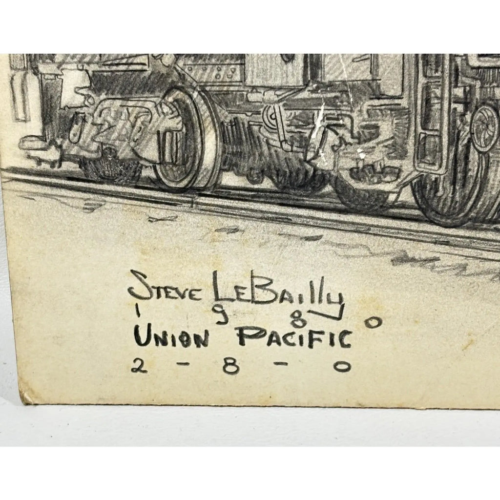 1980 Steve Le Bailly Original Graphite Illustration of Union Pacific #490