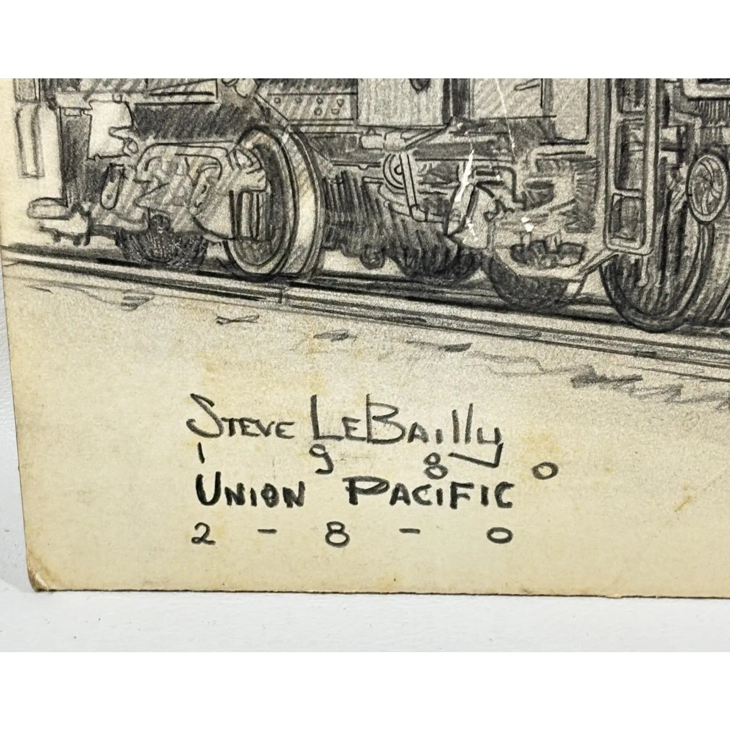 1980 Steve Le Bailly Original Graphite Illustration of Union Pacific #490