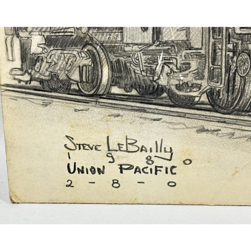 1980 Steve Le Bailly Original Graphite Illustration of Union Pacific #490