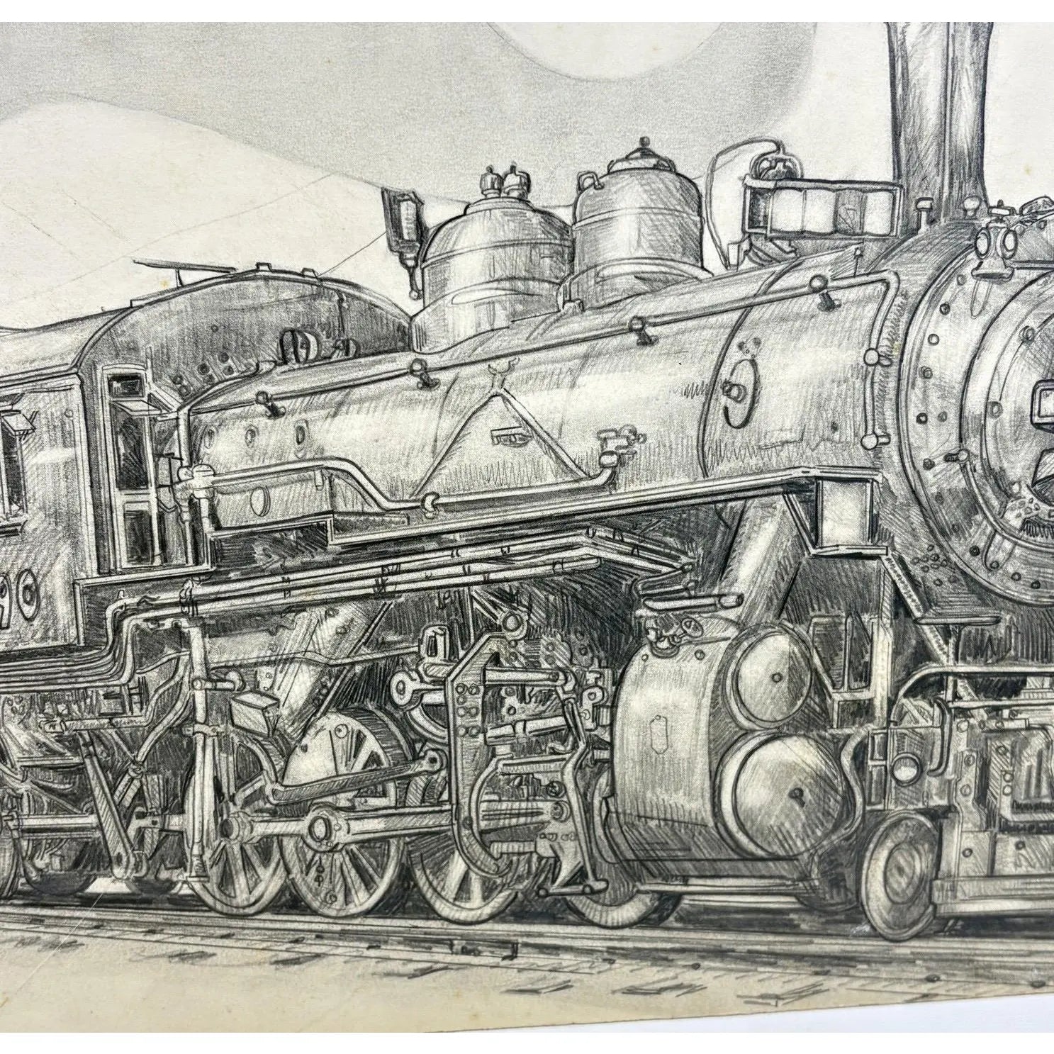 1980 Steve Le Bailly Original Graphite Illustration of Union Pacific #490