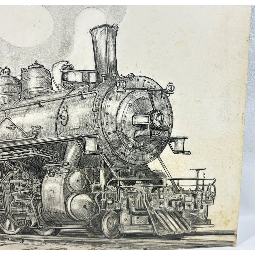 1980 Steve Le Bailly Original Graphite Illustration of Union Pacific #490