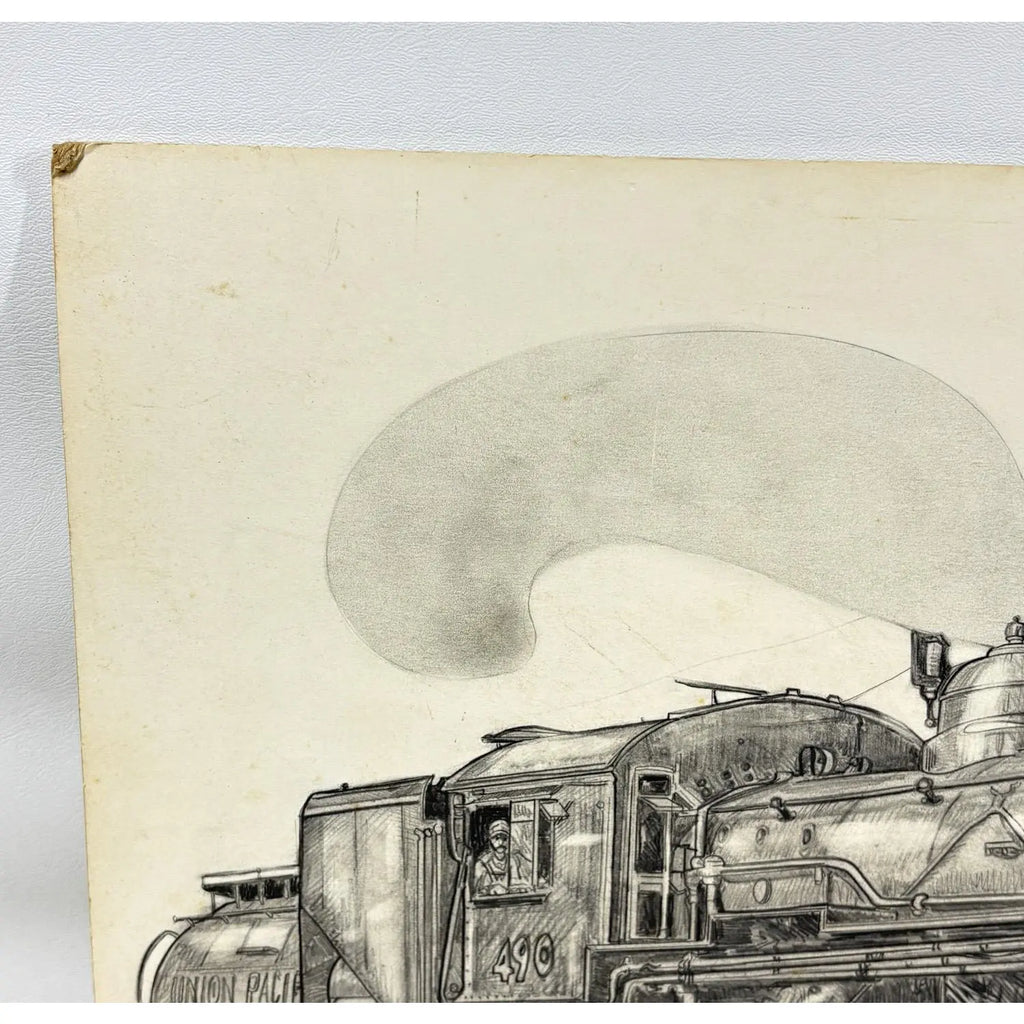 1980 Steve Le Bailly Original Graphite Illustration of Union Pacific #490