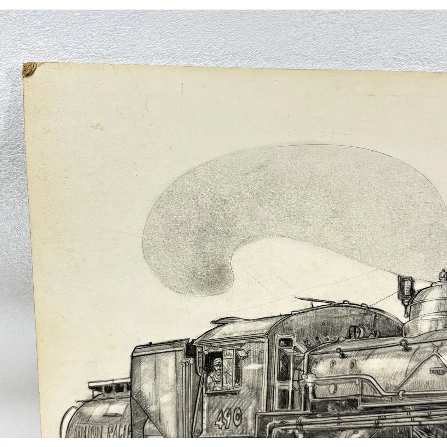 1980 Steve Le Bailly Original Graphite Illustration of Union Pacific #490