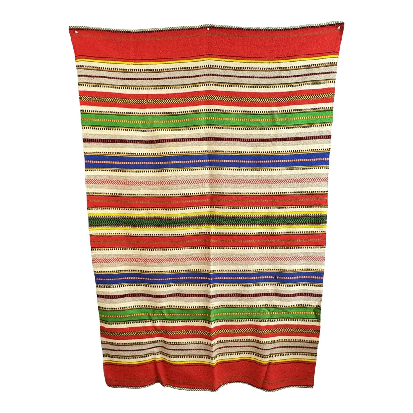 Vintage Mid-Century Mexican Hand-Woven Wool Serape — 83" x 57"