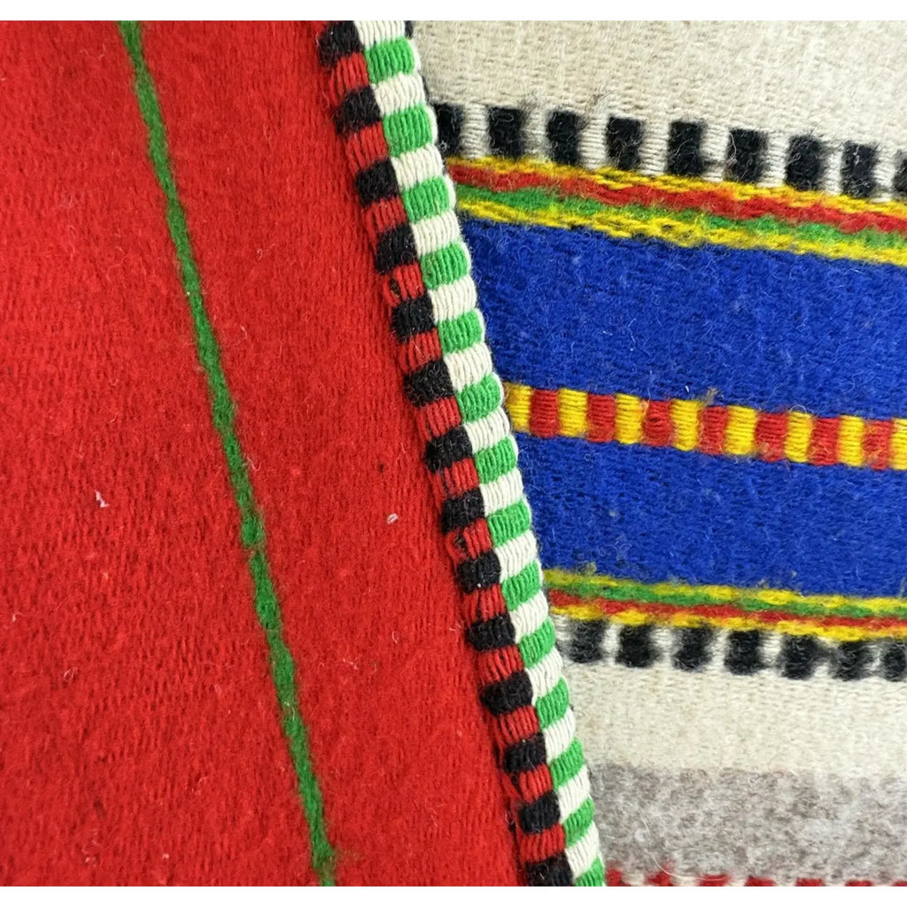 Vintage Mid-Century Mexican Hand-Woven Wool Serape — 83" x 57"