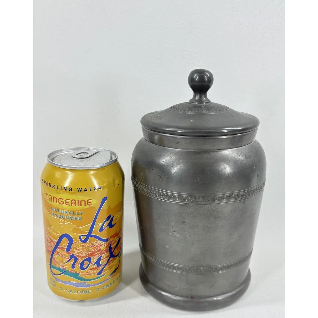 Signed Art Deco "Garant" Pewter Lidded Humidor Jar, Spain - 1930s