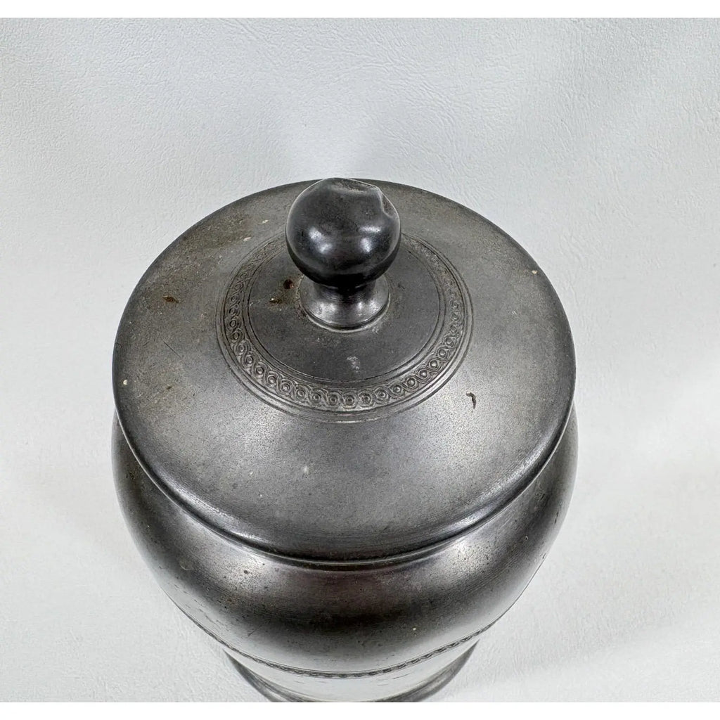 Signed Art Deco "Garant" Pewter Lidded Humidor Jar, Spain - 1930s