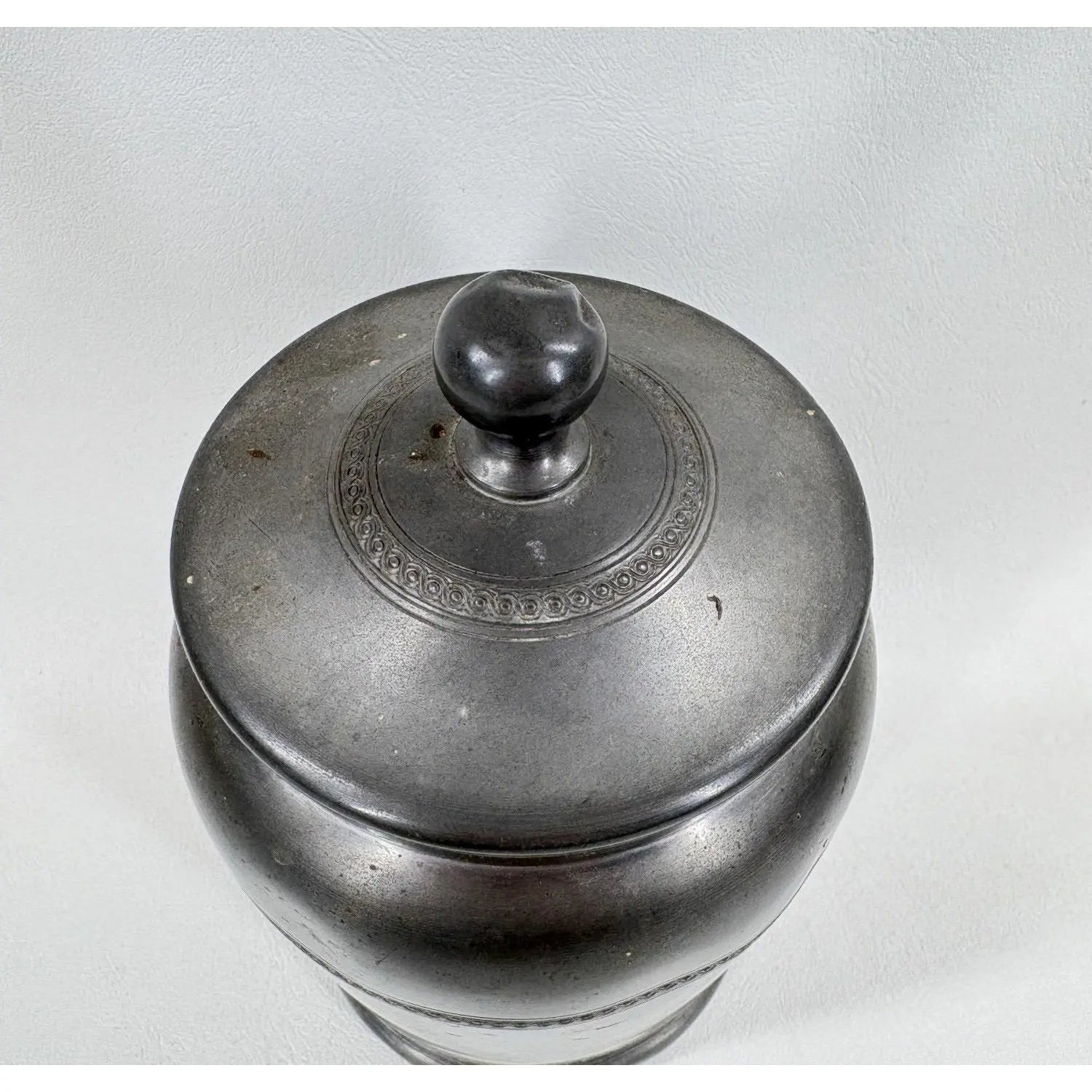 Signed Art Deco "Garant" Pewter Lidded Humidor Jar, Spain - 1930s