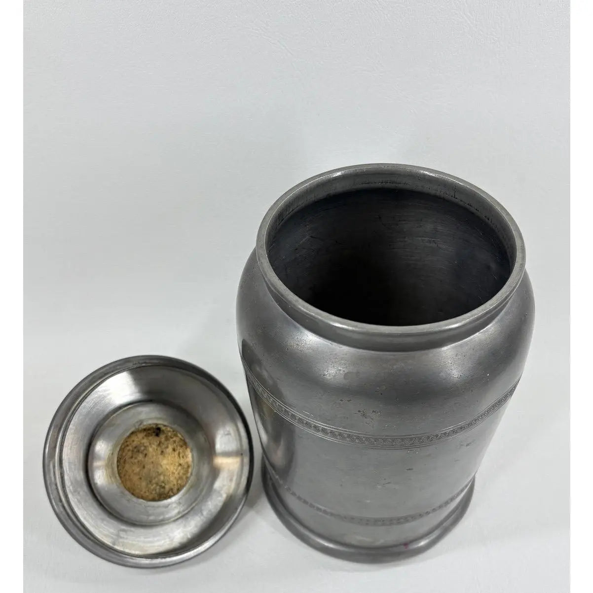 Signed Art Deco "Garant" Pewter Lidded Humidor Jar, Spain - 1930s